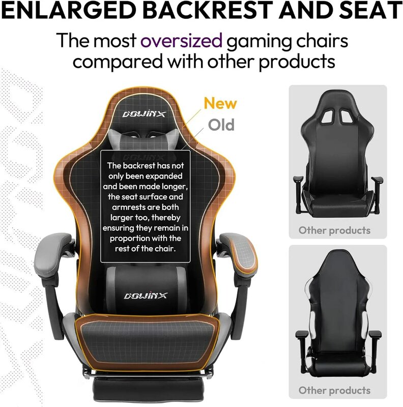 Dowinx-Chaise de jeu ergonomique, fauteuil inclinable de style course avec support lombaire de massage, fauteuil de bureau pour ordinateur, cuir PU, E-dehors