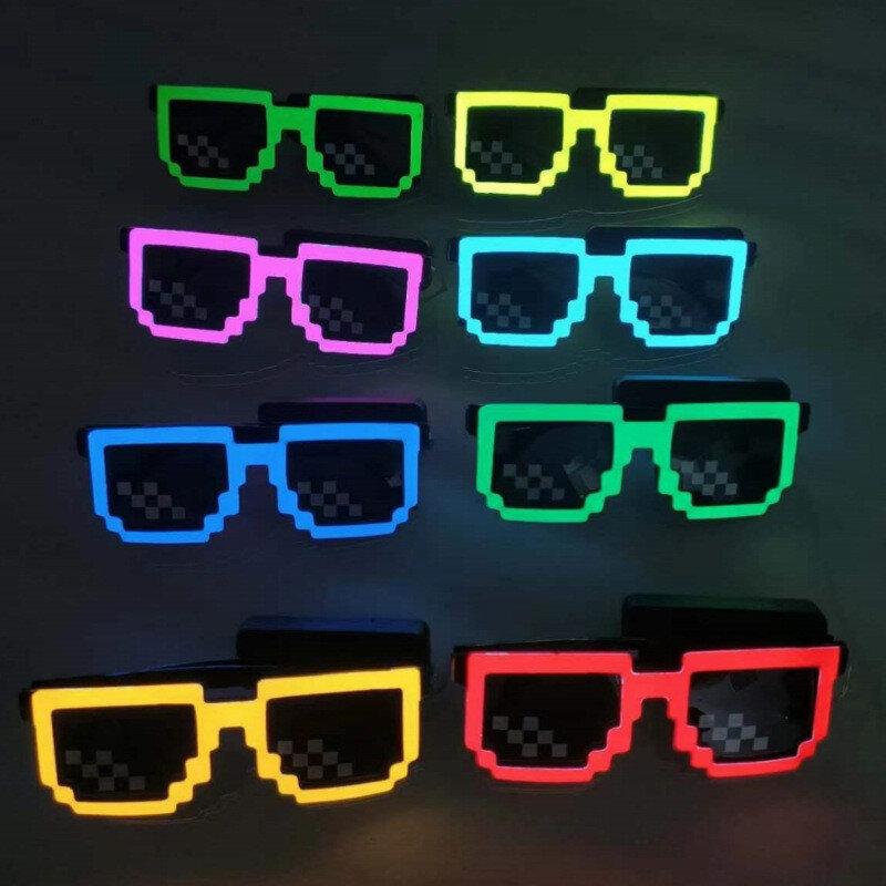 50 buah kacamata mosaik Led kacamata EL menyala terang Neon kacamata pesta ulang tahun pernikahan pesta konser perlengkapan dekorasi Prop
