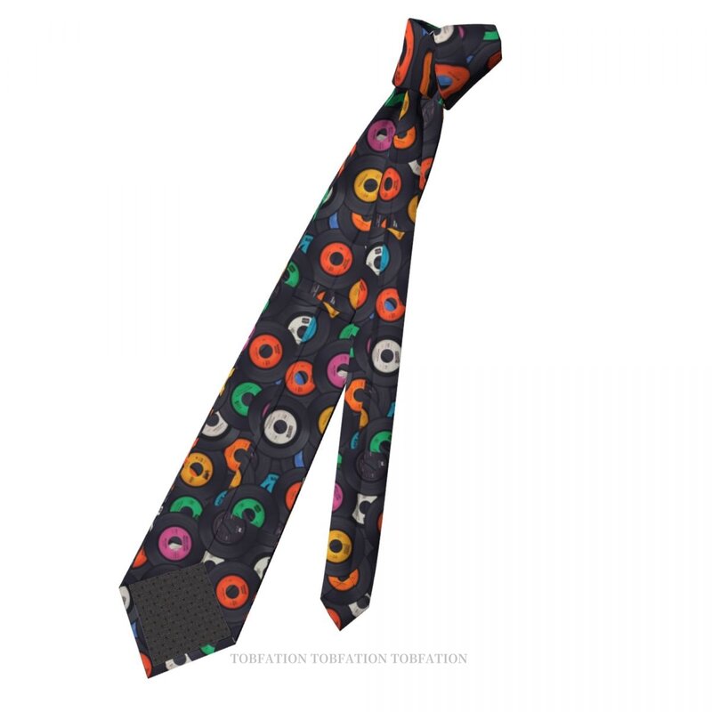 Disco de vinilo con patrón de música para hombre, corbata de 8cm de ancho con estampado clásico de poliéster, accesorio para fiesta de Cosplay