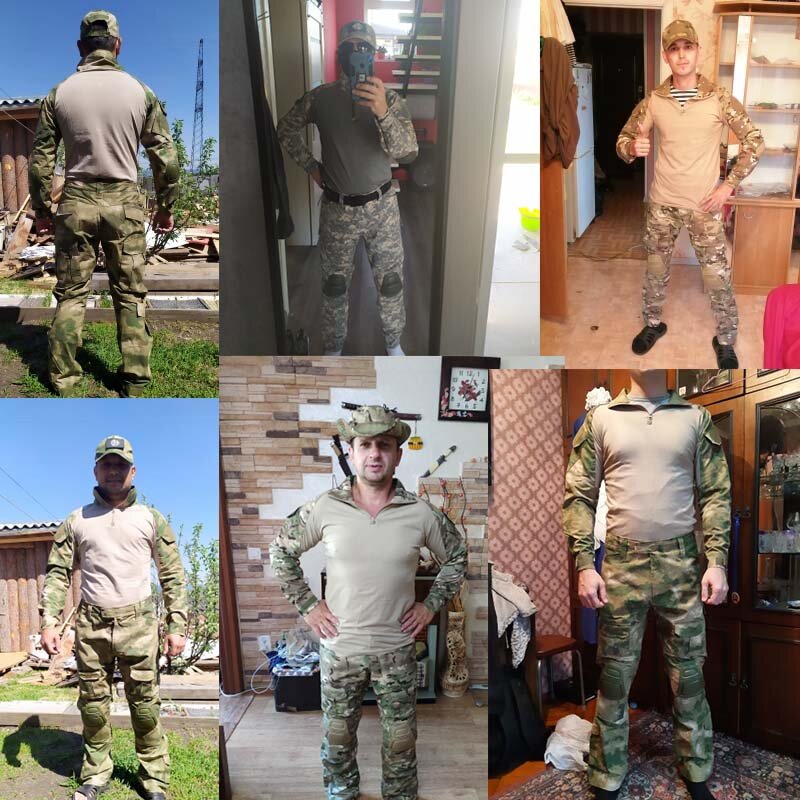 DulCamSolomon-Uniforme de chasse pour homme, chemise résistante à l'usure, pantalon cargo, 4 coussinets