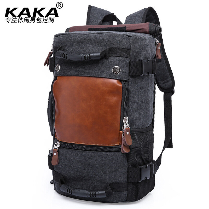 KAKA Vintage Canvas Travel Backpack Men Women Large Capacity Luggage Shoulder Bags Backpacks Male Waterproof Backpack bag pack