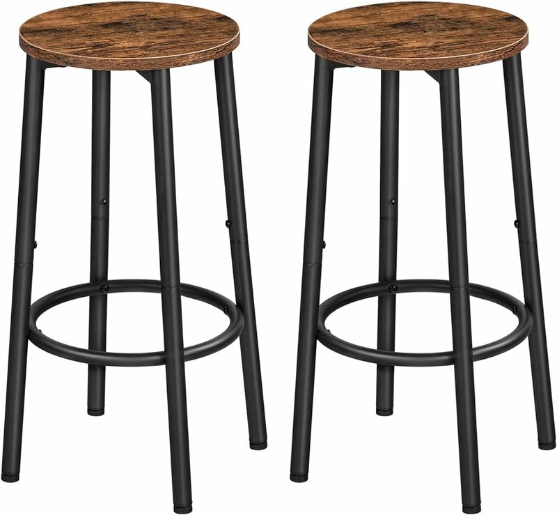 Bar Stools Set of 2 Bar Chairs Kitchen Round Height Stools with Footrest Breakfast Bar Stools Sturdy Steel Frame for Dining Room