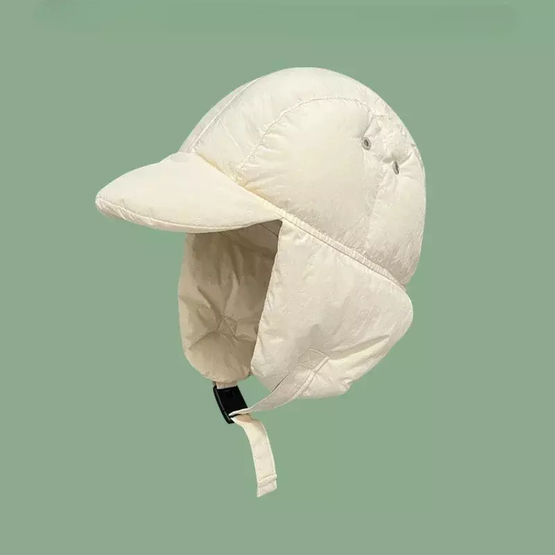 Topi ringan pelindung telinga pria dan wanita, topi Bomber hangat untuk berkendara dan ski luar ruangan musim dingin model Korea