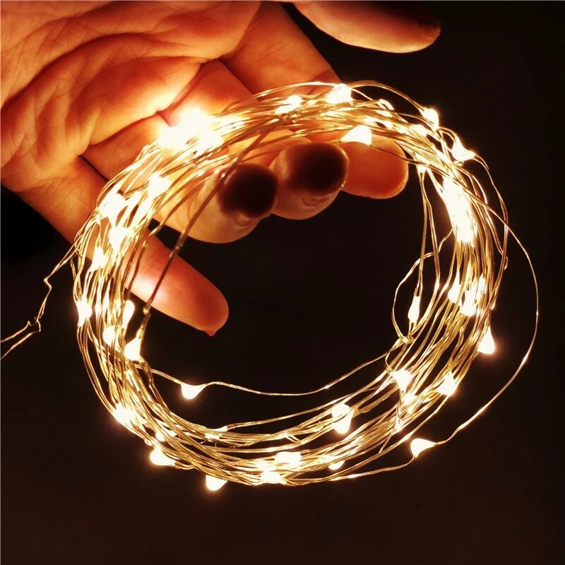 1/2/3/5M USB LED String Lights Copper Silver Wire Garland Light Waterproof Fairy Lights For Christmas Wedding Party Decoration