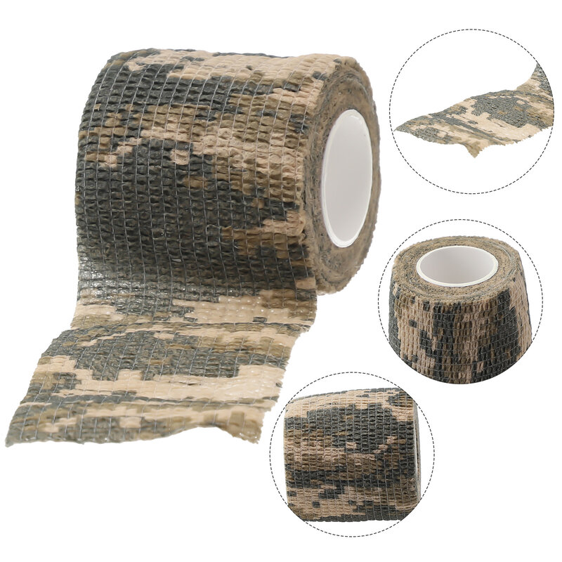 1PC Camo Form Reusable Self Cling Camo Hunting Rifle  Fabric Tape Wrap Suitable Concealed Auxiliary Tool Flashlights , Flasks