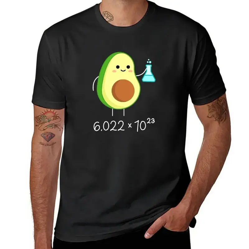 Avogadro의 숫자 장난. 귀여운 아보카도 화학자. 남성 운동 티셔츠, 한국 패션, 여름 의류, 세관