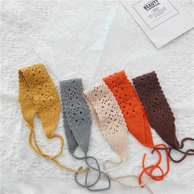 New Crochet Hair Band Women French Headscarf Knitting Headbands Wide Elastic Hairbands Fashion Hair Accessories