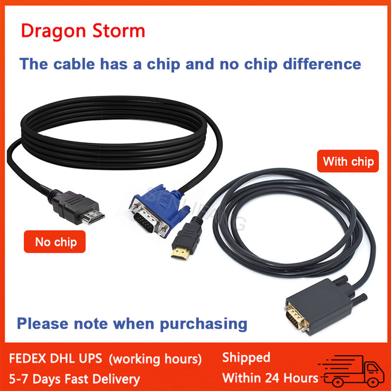 3M 5M kabel do kabel VGA wtyczki Dropshipping antypoślizgowej Desig Anti-wear HDMI-kompatybilny z VGA 1080P HD z kablem Adapter Audio