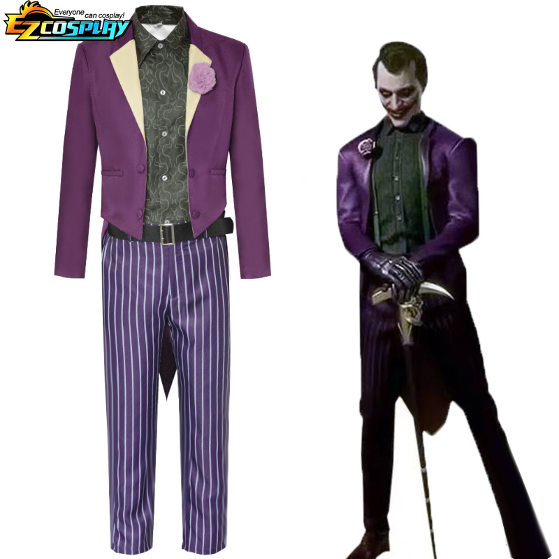 Kombatant DLC Clown Prince of Crime Uniform MK injection Games Costume Cosplay abiti di Halloween completi da uomo per adulti Set completo