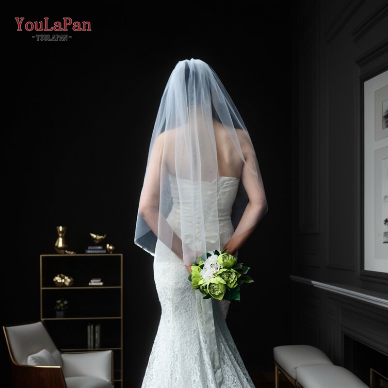 YouLaPan V30ยาวเจ้าสาวผ้าคลุมหน้าเจ้าสาวแต่งงาน Veils สีขาวงาช้างหน้ากากเจ้าสาว Swiss Veil Veil สำหรับสาว