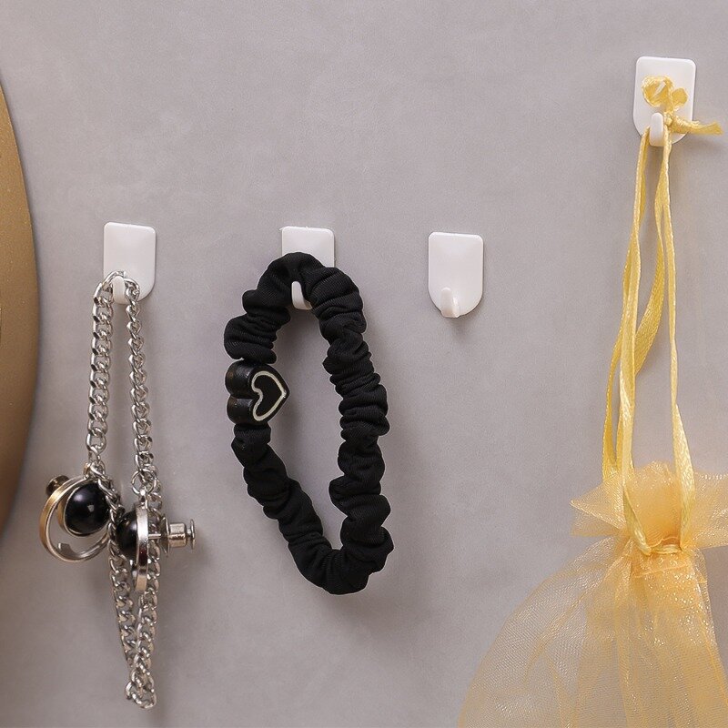 9/45 buah gantungan baju berperekat Mini plastik ekstra kecil, gantungan rambut lengket tali kunci perhiasan dapur kamar mandi