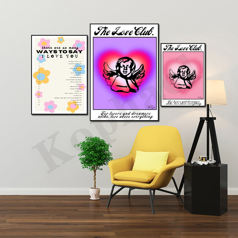 Abstract Colorful Fashion Wall Art Dream Cherub Gradient Aesthetic Poster