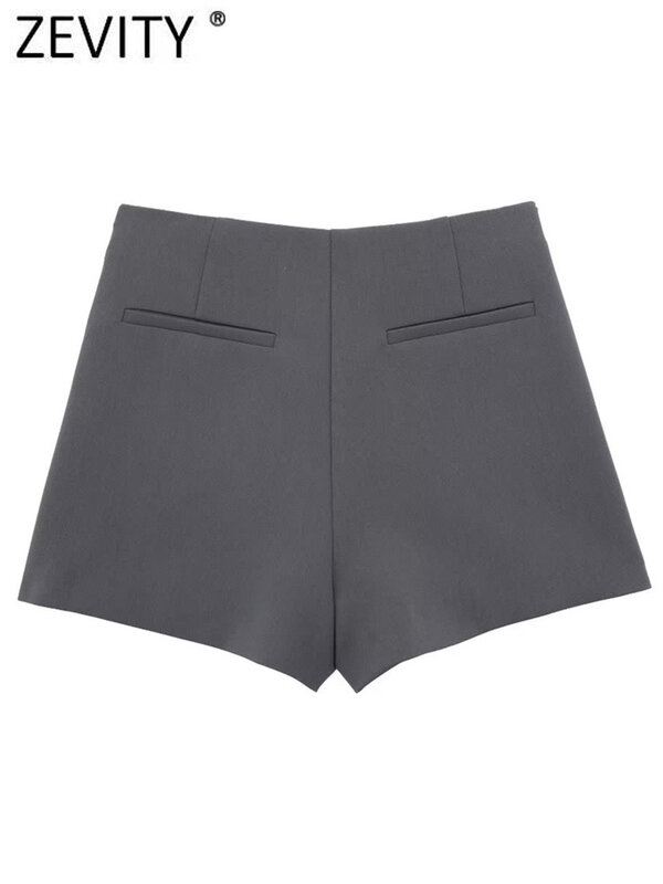 ZEVITY 2023 Women Fashion Belt Design Asymmetrical Mini Skirt Shorts Lady Side Zipper Hot Shorts Chic Pantalone Cortos QUN5454