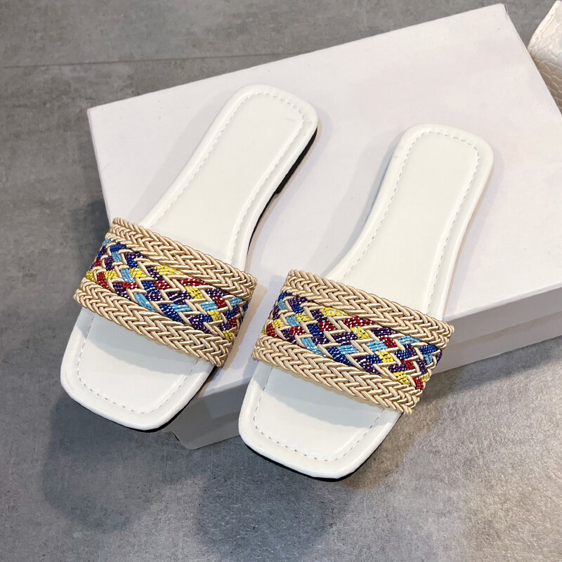 Sandalias de lujo para mujer, sandalias de playa al aire libre, zapatos de diseñador tejidos elegantes, sandalias de Punta abierta, novedad de verano 2022