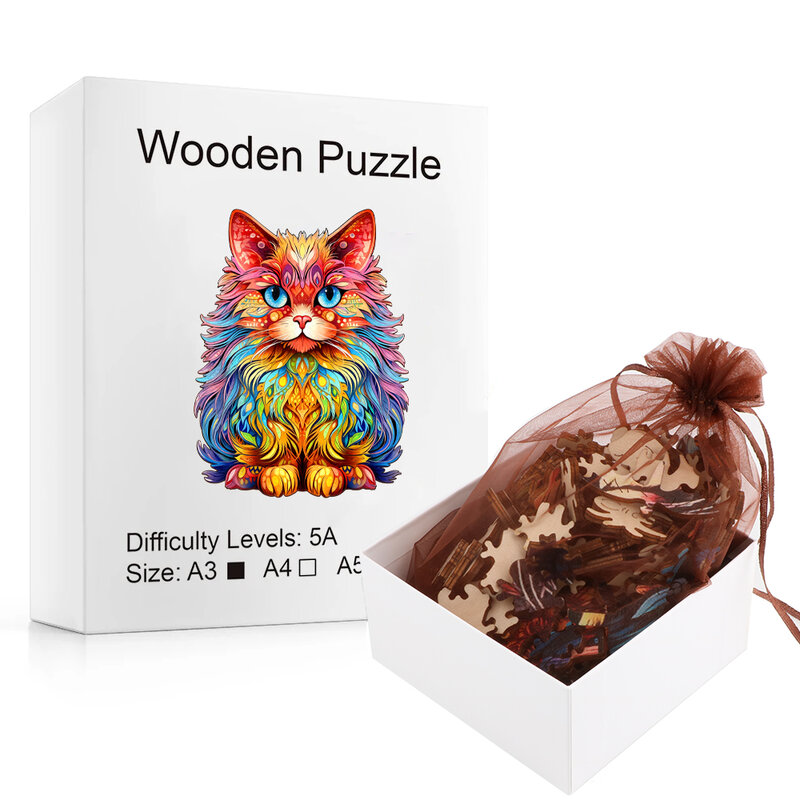 Puzzle de madeira irregular animal para crianças e adultos, brinquedo educativo DIY, puzzle de passatempo infantil