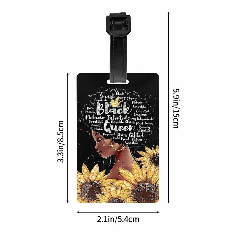 Custom American African Girl Black Women Luggage Tag With Name Card Privacy Cover ID Label for Travel Bag Suitcase