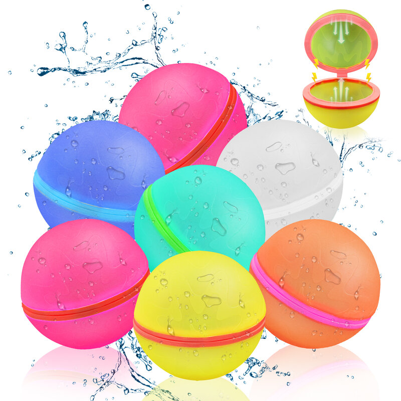 Bola de agua magnética de silicona reutilizable, inyección rápida de agua para batallas al aire libre en verano, con colores aleatorios