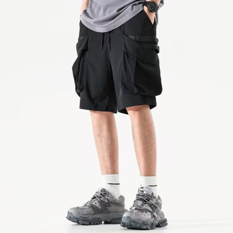 Брюки-карго мужские с широкими штанинами, мешковатые однотонные повседневные универсальные Ретро штаны в Европейском стиле, с карманами, в стиле хип-хоп, летняя спортивная одежда