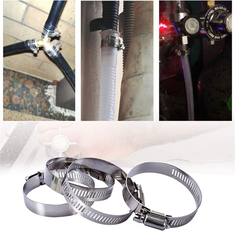 Grampos de aço inoxidável Hoop Clamps, Mangueira Clamp Set, Automotive Pipes Clip, Fixed Tool, 6mm-51mm, 80Pcs