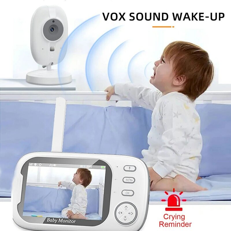 Vídeo sem fio Baby Monitor, Mãe, Crianças, Two-Way Áudio, Nanny Câmera de Segurança, Visão Noturna, Monitoramento de Temperatura, 3.5"