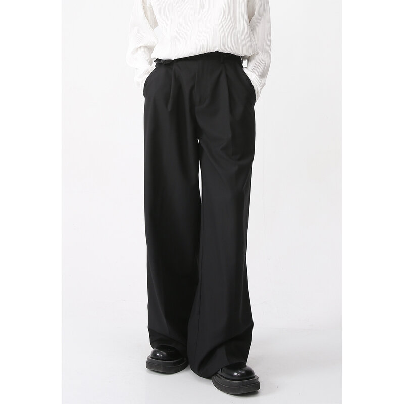 Odzież męska wiosna lato nowa luźne w stylu Casual spodnie luźna prosta koreańska moda prosta jednolity kolor męskie spodnie odzież męska