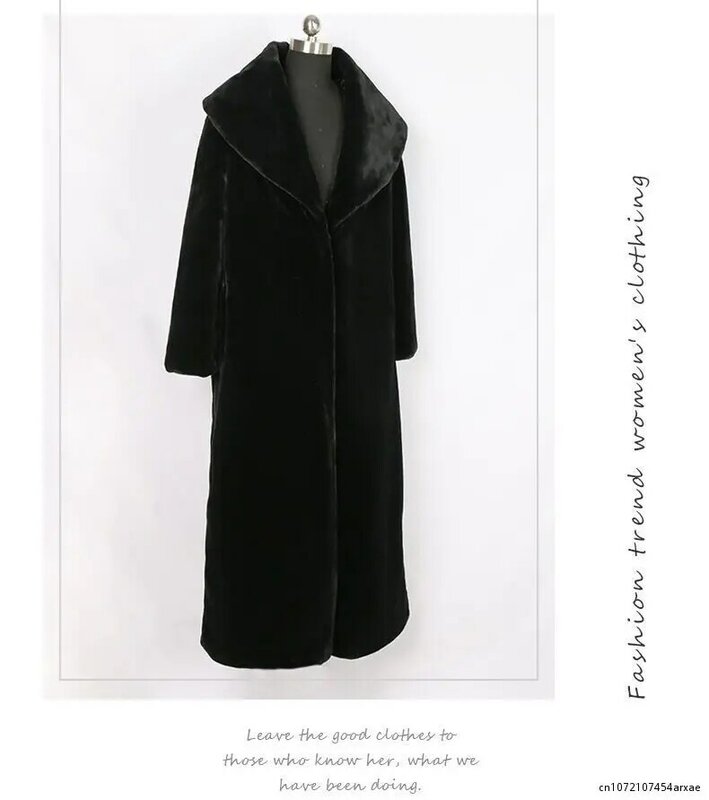 Abrigo de piel de zorro negro para mujer, abrigo de piel de visón, solapa larga, abrigo de piel de imitación, nuevos modelos de invierno, Otoño e Invierno