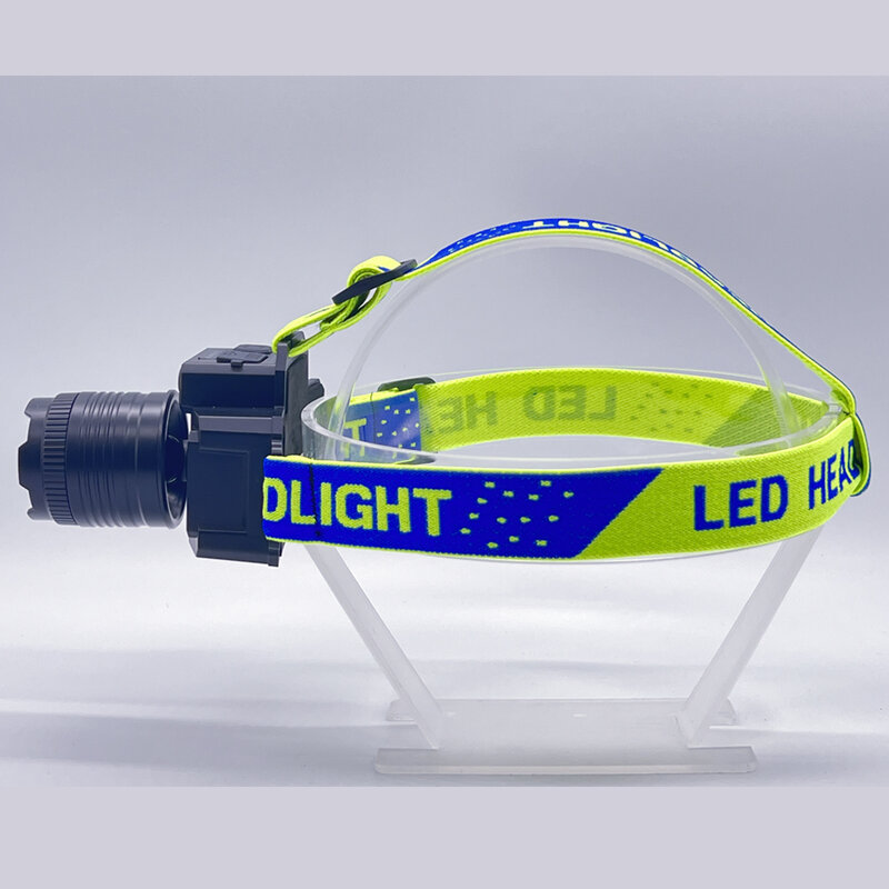 Bando lampu LED isi ulang 3 warna, ikat kepala lampu depan 3 warna (biru/kuning/hitam) cocok untuk lampu depan