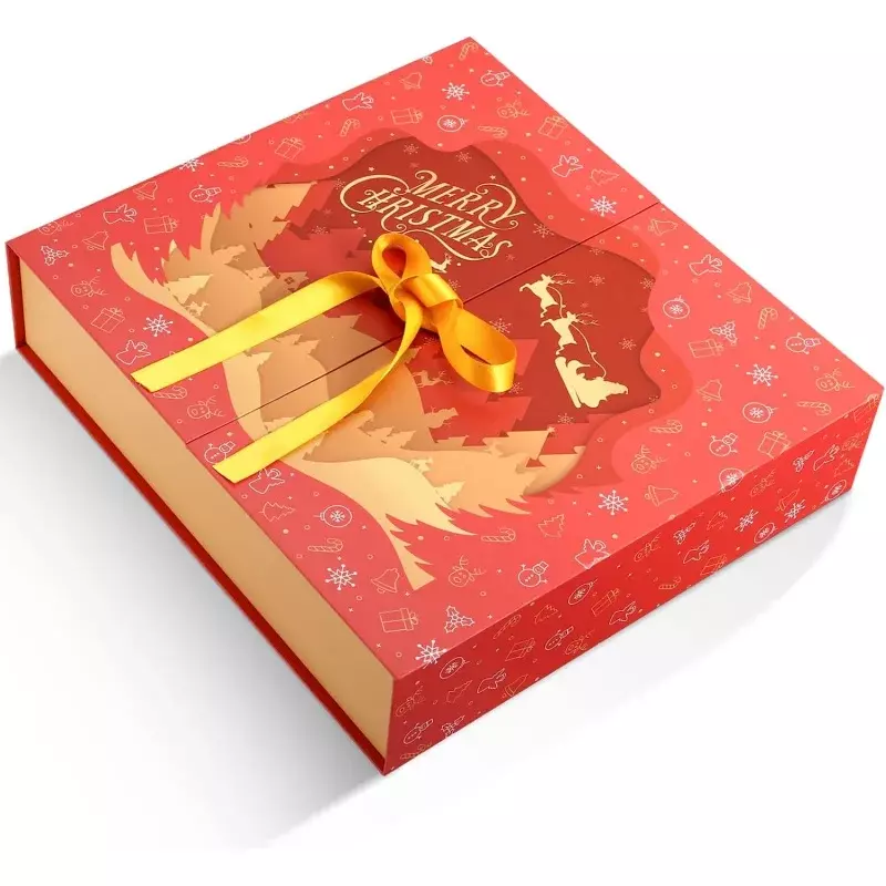 Prodotto personalizzato calendario del conto alla rovescia riutilizzabile vuoto di forma personalizzata con 24 scatole di imballaggio regalo Advent Calen
