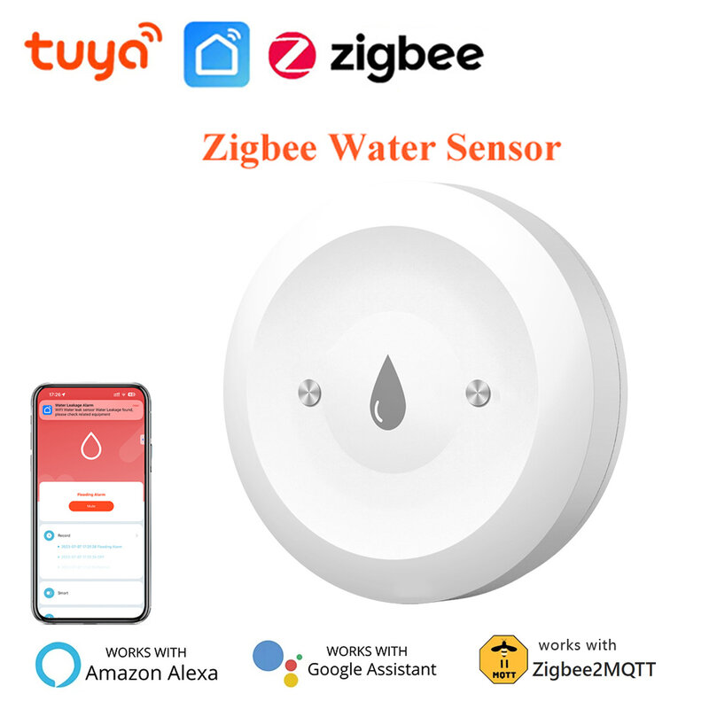 Sensor de fugas de agua Zigbee, Sensor de inundación de agua, aplicación Smart Life, monitoreo remoto, Detector de fugas de agua necesita Tuya Zigbe Hub