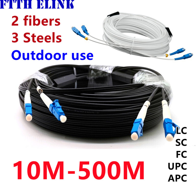 1000m Outdoor SCAPC-SCAPC Drop Patch cord 2 Faser 3 Stahl Single mode schwarz extra