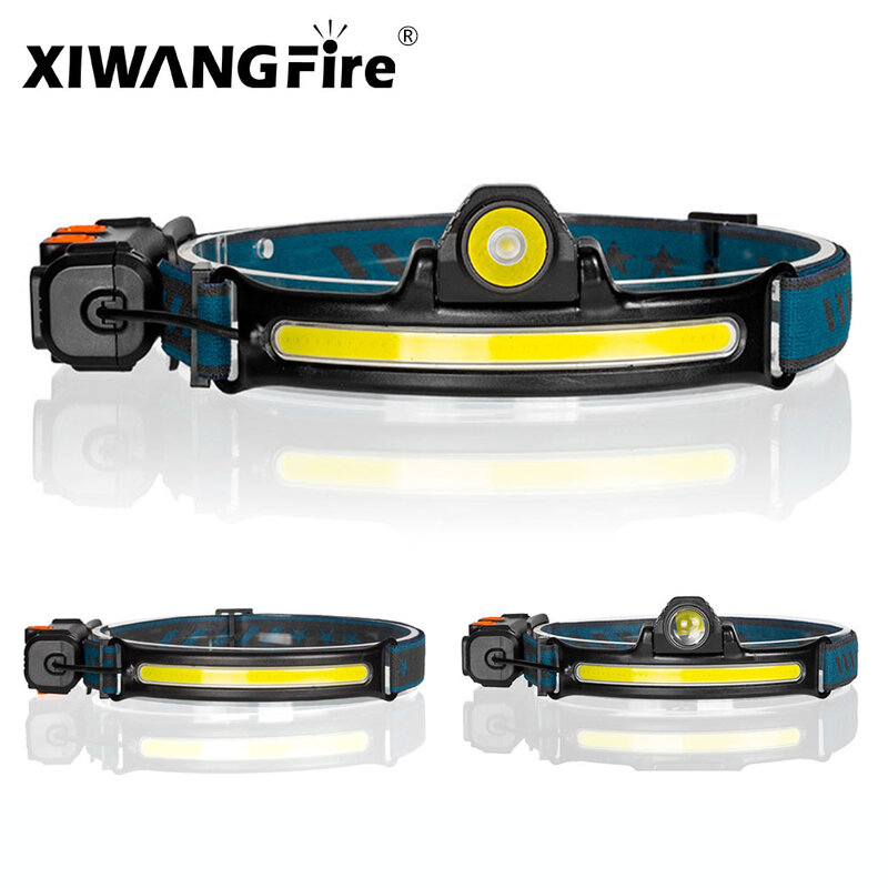 Zoomable Induction Headlamp XPG+COB LED Head Lamp with Built-in Battery Flashlight USB Rechargeable 6 lighting Modes Head Torch