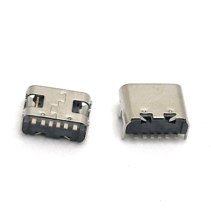 موصل مقبس USB صغير من نوع C SMT ، غمس SMD لتصميم ثنائي بي سي ، شحن ذاتي الصنع عالي التيار ، 6 دبوس ، 1 روض ، 20