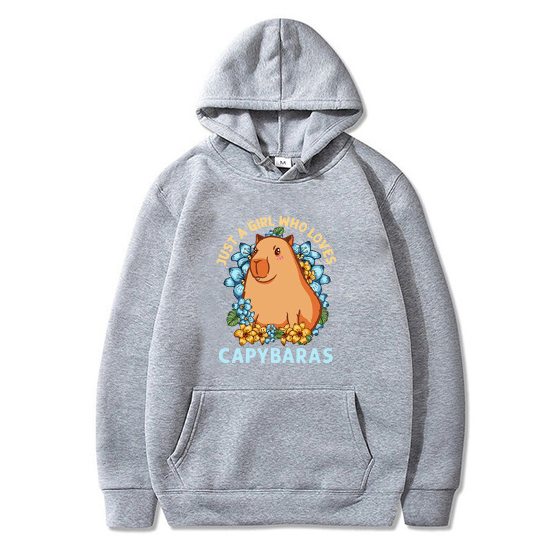 Just A Girl Who Loves Capybaras Hoodies Fashion Streetwear Capybara Cartoon Graphic Unisex Sweatshirt Casual Women Men Hoody
