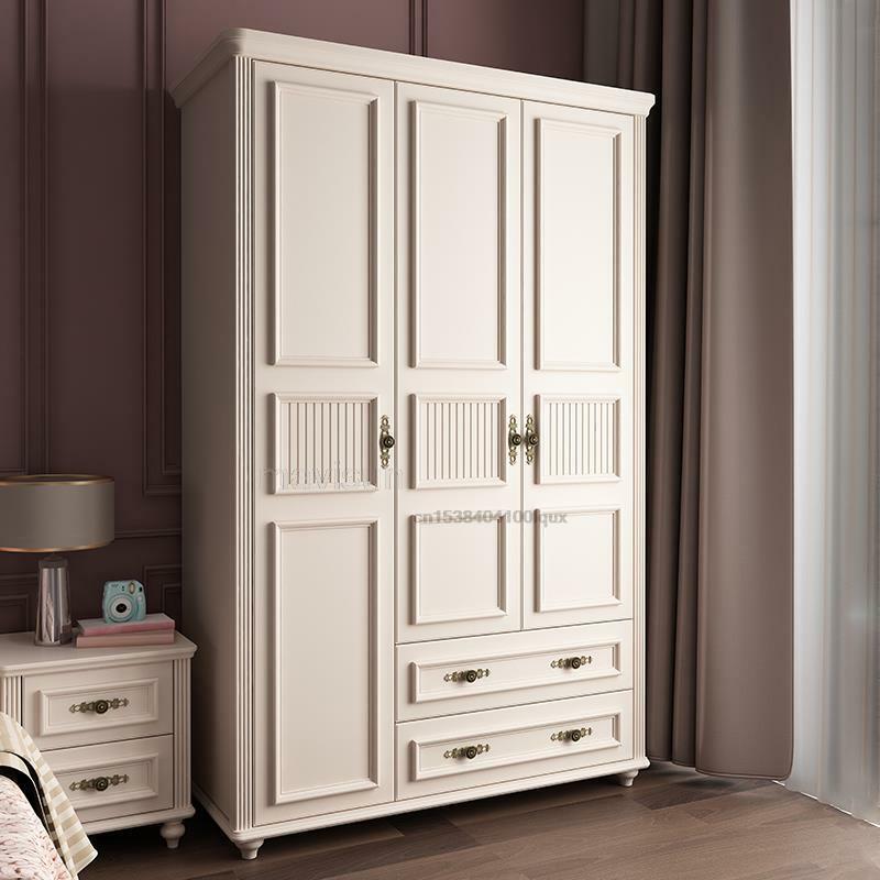 Американский гардероб, простой современный шкаф для спальни в маленькой квартире, белый шкаф с распашной дверью, детский гардероб с тремя дверцами