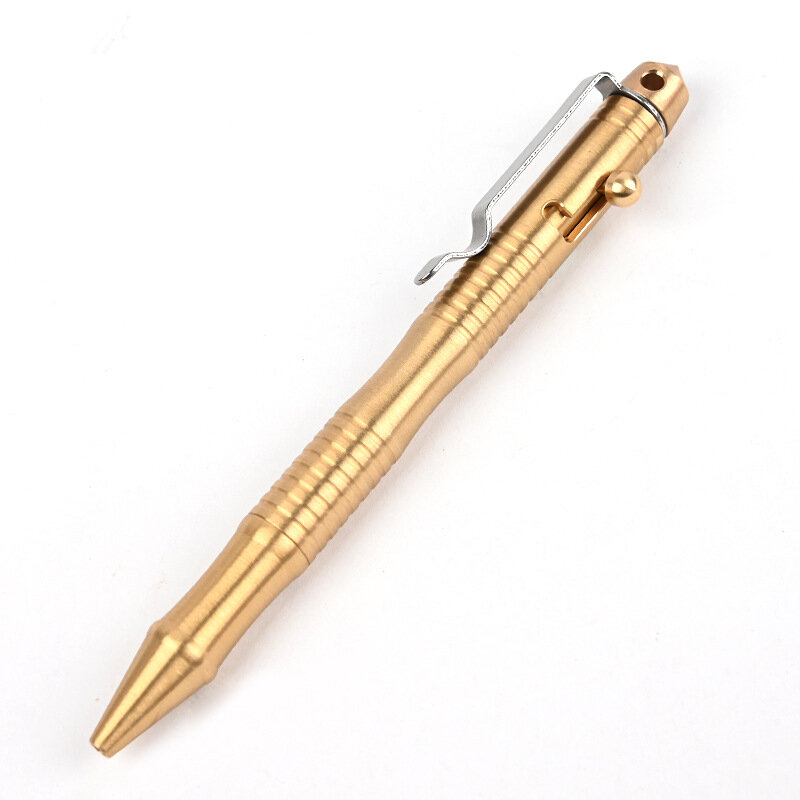 ทองเหลืองคุณภาพสูงป้องกันตัวเองยุทธวิธีปากกา Bolt สวิทช์ Ball Point ปากกาสำหรับค่ายกลางแจ้ง EDC เครื่องมือของขวัญกล่อง