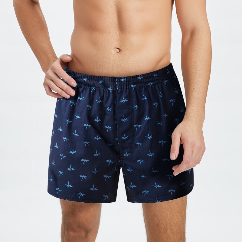 Boxer Shorts de algodão confortável masculino, calcinha masculina, cueca em casa, cuecas estampadas moda, plus size