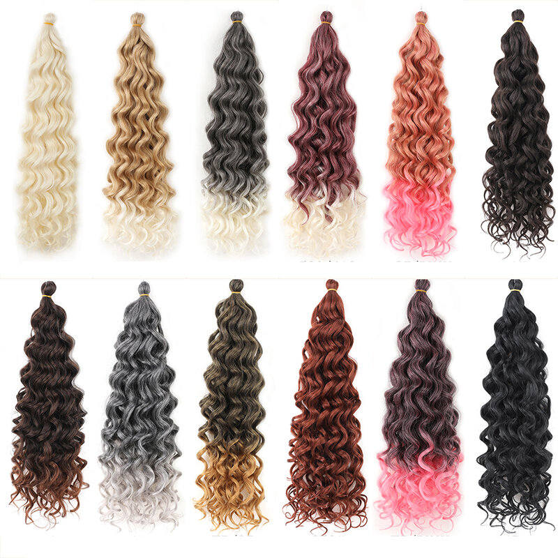 Ocean Wave trançando cabelo sintético para mulheres, extensão de crochê encaracolado, Goddess Locs, cabelo premium, penteado estilo boho, Havaí