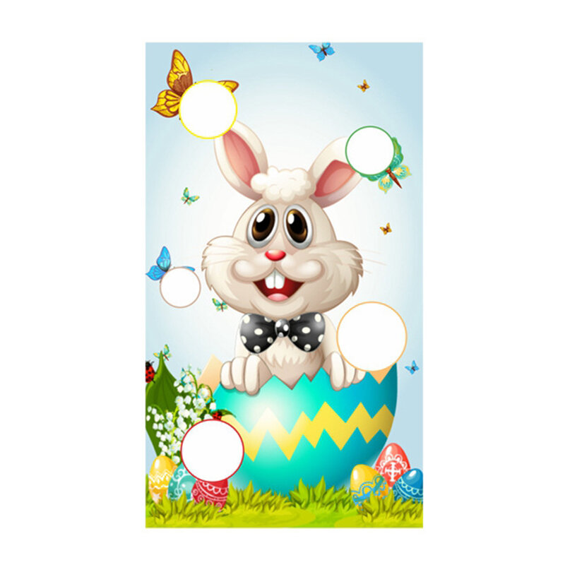 1 Pcs Easter Toss Game Flag Easter Day Rabbit Toss Flag Bunny Themed Banner Bean Bag Toss Banner Kid Toy