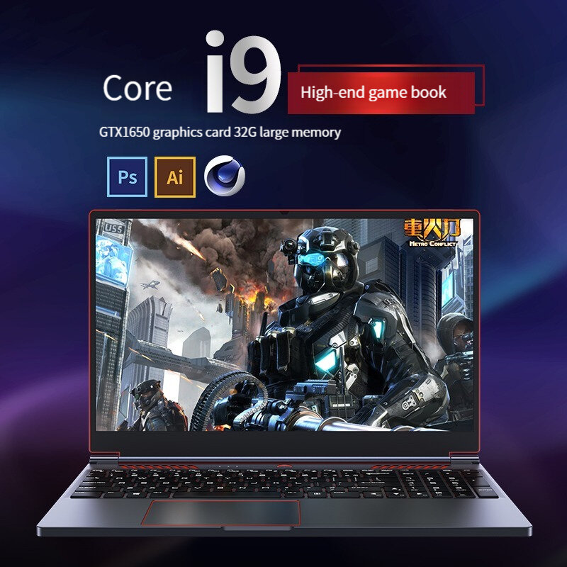Laptop Gaming 2024 Ultra tipis, laptop Gaming 16.1 inci Intel Core I9-10880H I I7-10880H Nvidia GTX 1650 4G kartu grafis Notebook Win 10/11