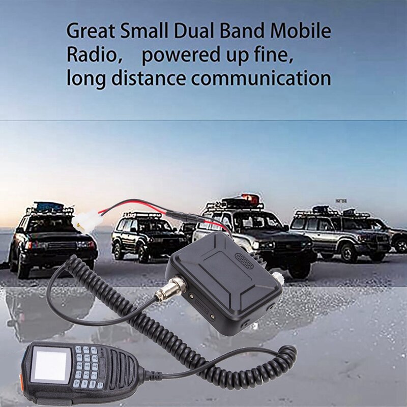 Mini walkie-talkie de doble banda para coche, Radio Móvil duradera, VHF, UHF, micrófono de mano, pantalla y Control Scrambler, KT-WP12