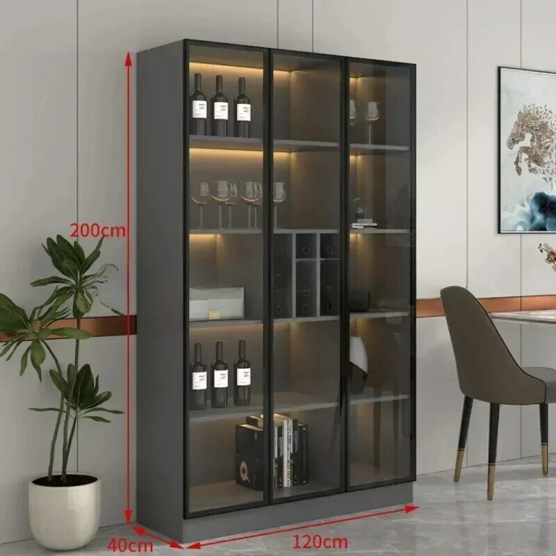 Glass Living Room Wine Cabinets Display Kitchen Wall Home Wine Cabinets Racks Liquor Mueble Licorera Restaurant Furniture