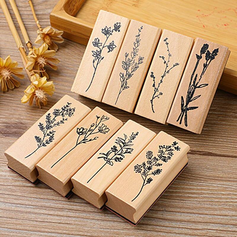 Rubber Stamp Flowers And Plants Series Crafts Card Making Rubber Mounted Vintage Plant Tree Wooden Rubber Stamps Wooden Stamp