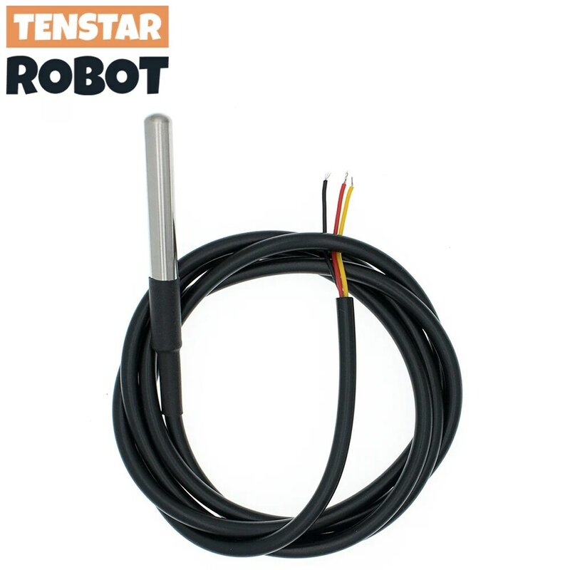 Sensor de temperatura do aço inoxidável DS18B20, sonda de cabo, impermeável, pacote 1 m, 3m, 18b20
