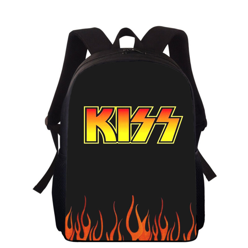 Kiss Band 어린이 배낭 초등학생 책가방, 남아 및 여아용 백팩, 16 인치 3D 프린트