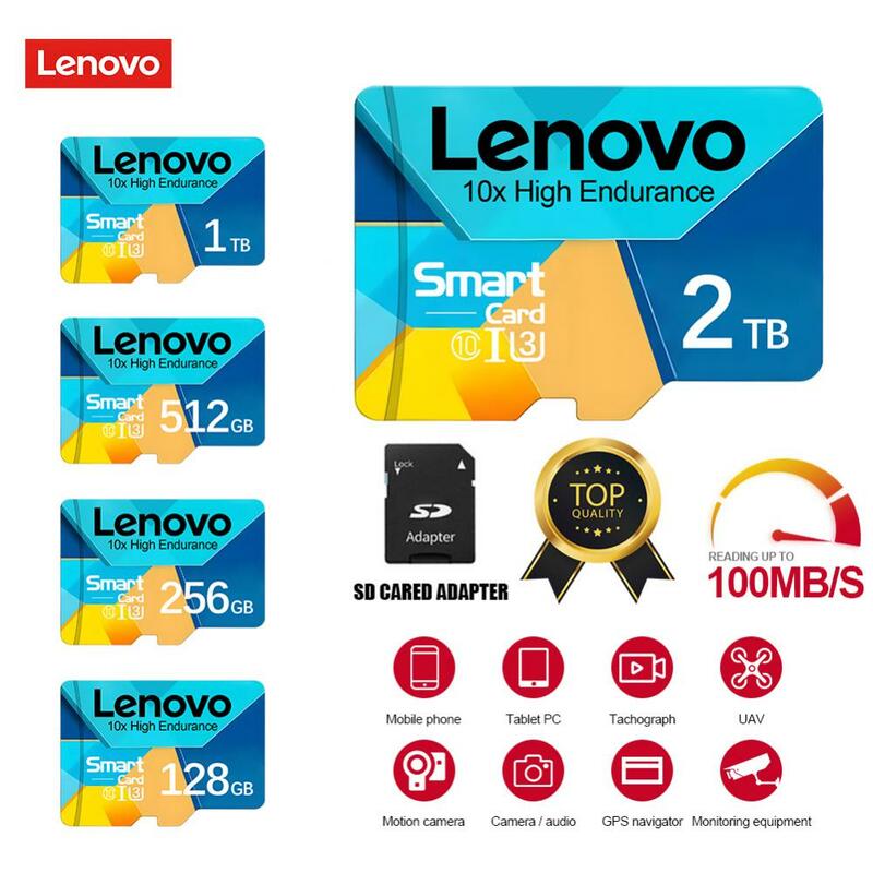 Karta pamięci Lenovo 2TB 1TB A2 Class10 Mini SD karta 512GB 256GB TF karta Flash 128GB dla Nintendo przełącznik telefonu Monitor urządzenia samochodowego