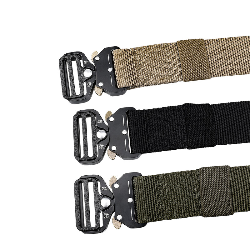 Cinturón táctico de Metal para caza al aire libre para hombre, hebilla de aleación de lona náutica, cinturón deportivo de nailon Premium Unisex