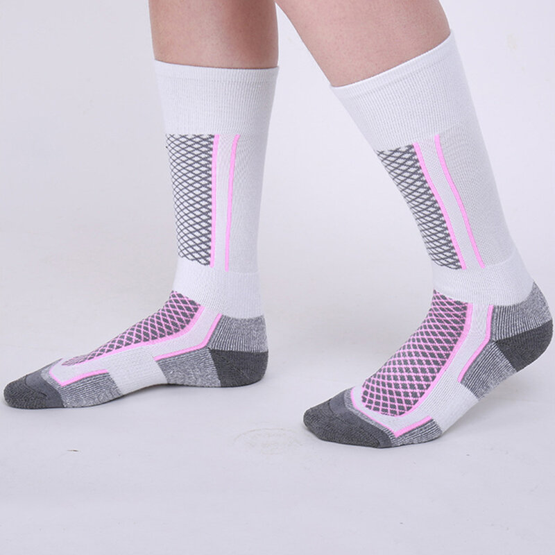 Calcetines deportivos térmicos de lana para hombre y mujer, medias cálidas de invierno, calcetines de snowboard de presión reducida, con forma de rayas