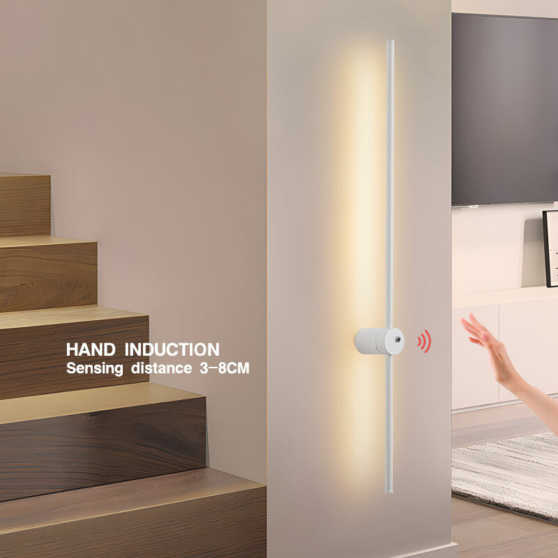 Luces LED de pared con interruptor de inducción manual, candelabro de pared con Sensor de rotación de 360 ° para pasillo, dormitorio y sala de estar