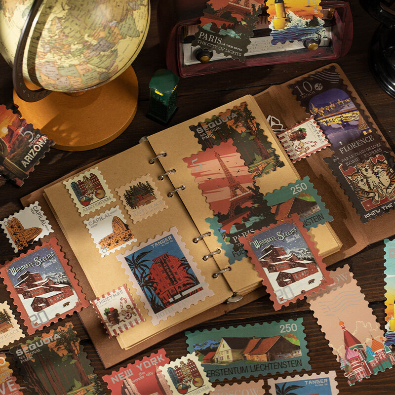 8 Pakketten/Veel Voor Reizigers Amerikaanse Postzegels Serie Markeringen Fotoalbum Decoratie Kunst Papieren Sticker