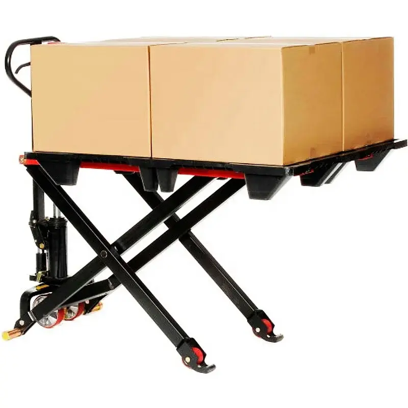 수동 하이 리프트 테이블 깔판 트럭, 매우 저렴한 가격 리프트 높이 800mm, 1.5 톤